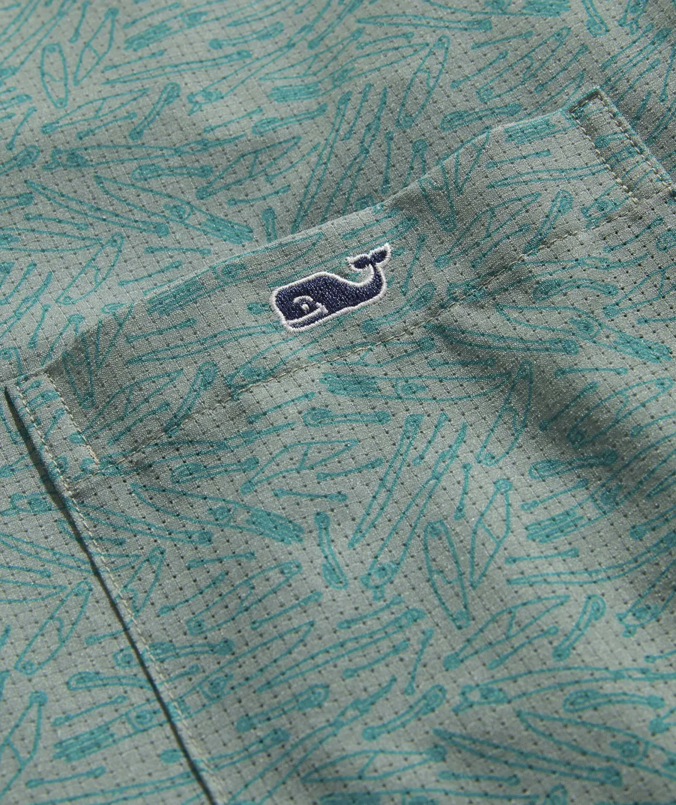 Vineyard Vines Abe Pieciak Fishing Lures Short-Sleeve Performance Shirt Lures Micro - Sage Olive Sale