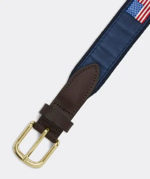 Vineyard Vines American Flags Canvas Club Belt Navy Fashion