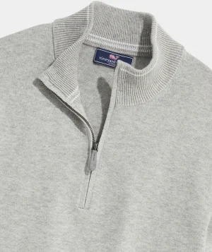 Vineyard Vines Boathouse Tipped Quarter-Zip Light Gray Heather Cheap
