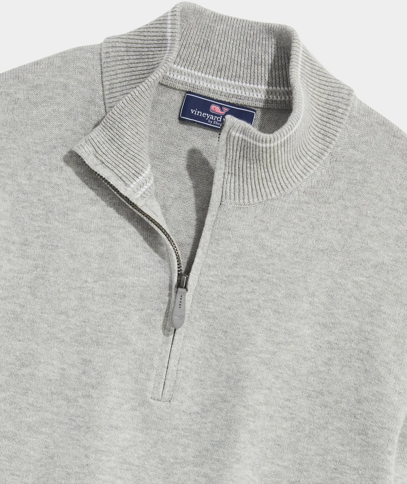Vineyard Vines Boathouse Tipped Quarter-Zip Light Gray Heather Cheap