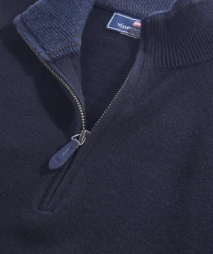 Vineyard Vines Boathouse Tipped Quarter-Zip Nautical Navy Best Sale