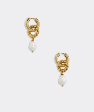 Vineyard Vines Bow Pearl Earrings Metallic Check-Black Shop