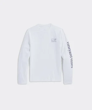 Vineyard Vines Boys' Fish Hook Whale Long-Sleeve Harbor Performance Tee Hull Blue Heather Fashion