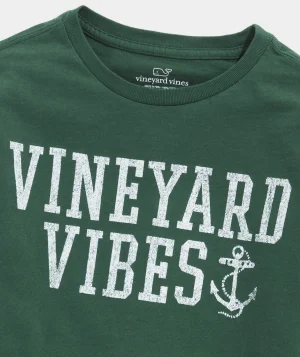 Vineyard Vines Boys' Football Whale Long-Sleeve Pocket Tee Crimson Hot