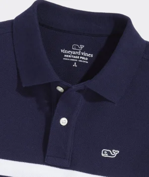 Vineyard Vines Boys' Heritage Tipped Pique Polo Red Velvet Best
