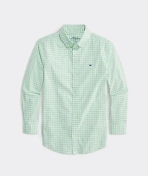 Vineyard Vines Boys' On-The-Go brrrº Gingham Shirt Cayman Clearance