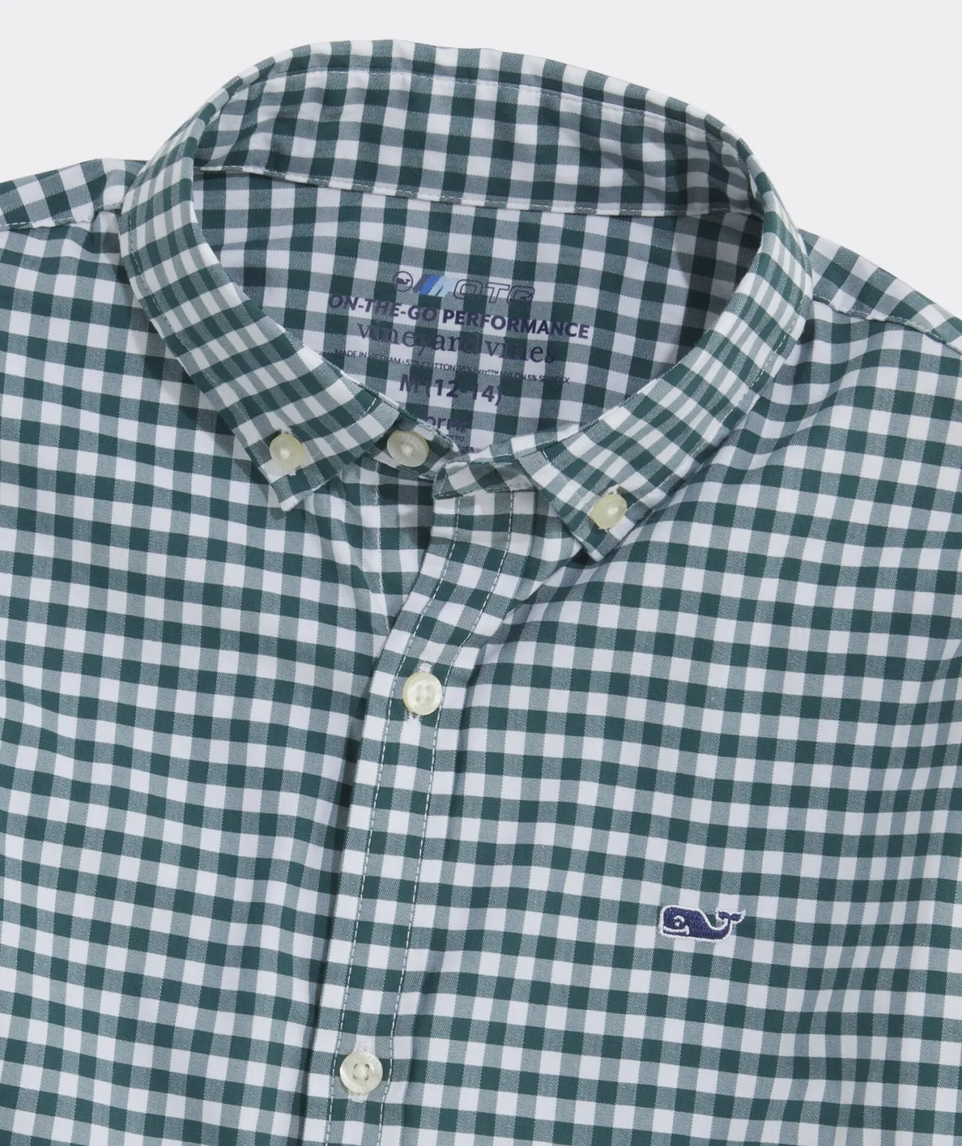 Vineyard Vines Boys' On-The-Go brrrº Gingham Shirt Mint Sprig Fashion