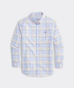 Vineyard Vines Boys' On-The-Go brrr° Tattersall Shirt Boys Jake Blue Shop