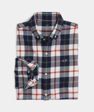 Vineyard Vines Boys' On-The-Go brrrº Tattersall Shirt Maritime-Blue Cheap