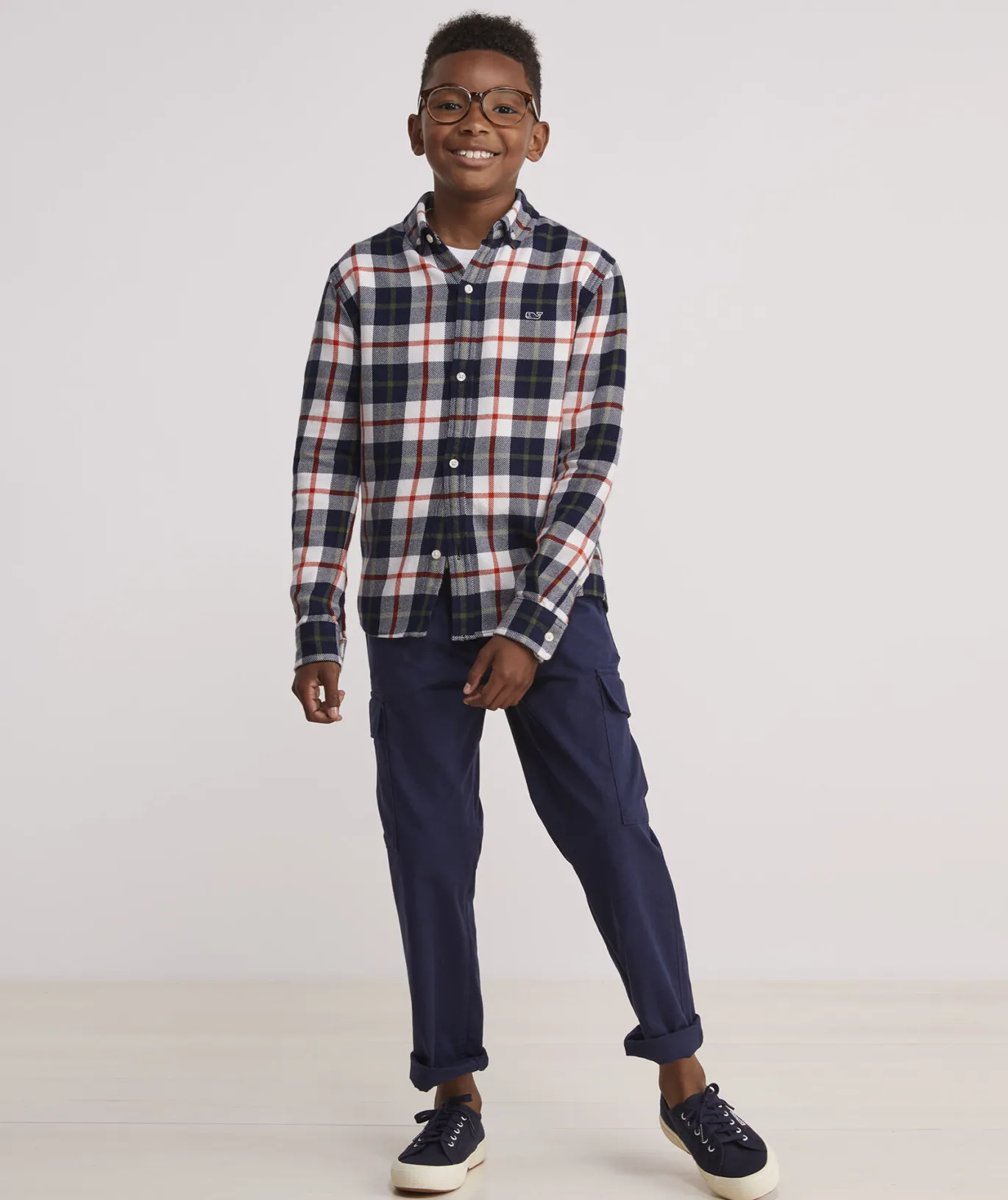 Vineyard Vines Boys' On-The-Go brrrº Tattersall Shirt Maritime-Blue Cheap