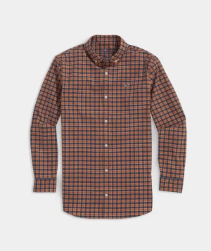 Vineyard Vines Boys' Stretch Flannel Tartan Shirt Charleston Green Hot