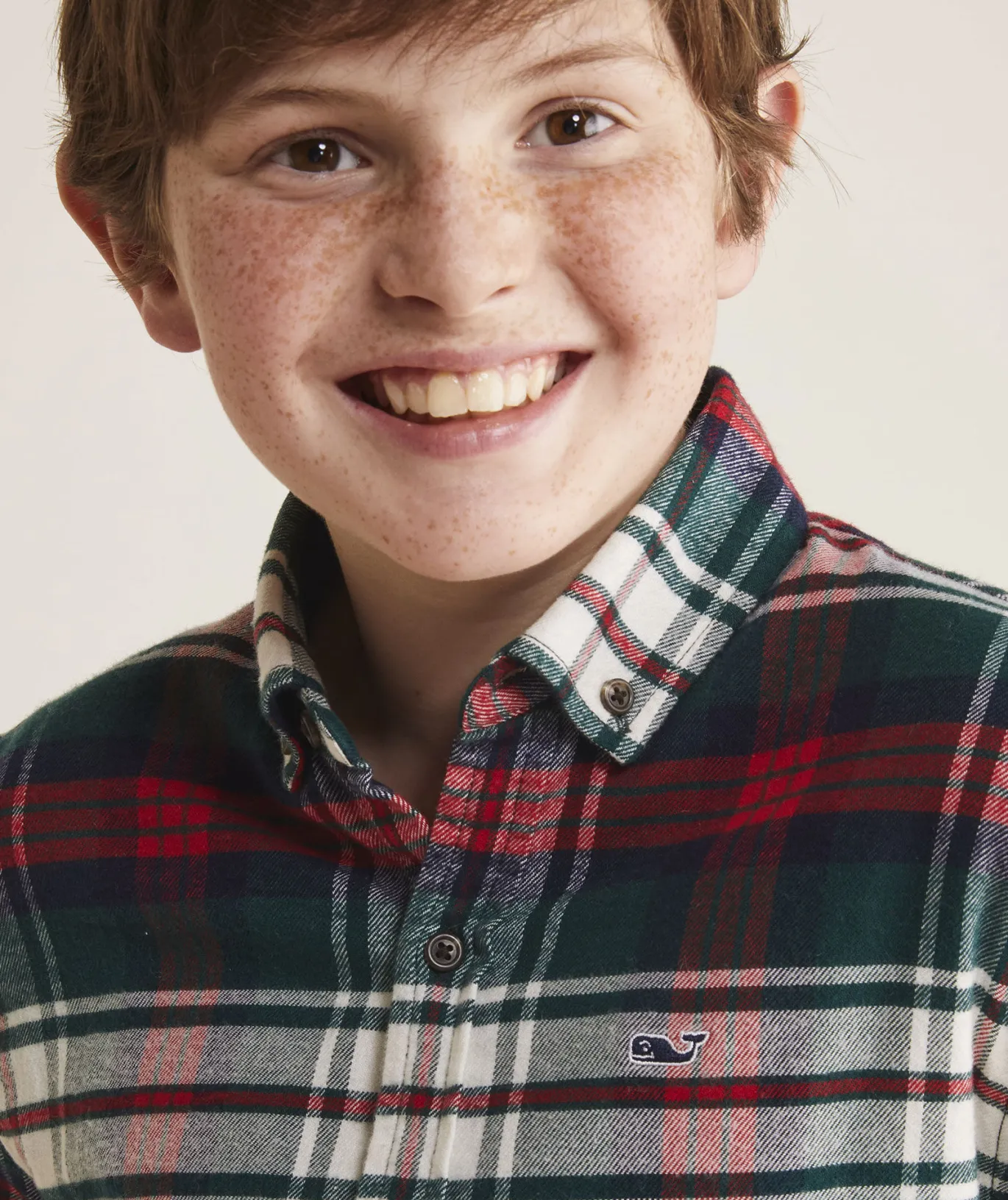Vineyard Vines Boys' Stretch Flannel Tartan Shirt Red Velvet 2 Store