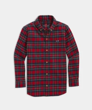 Vineyard Vines Boys' Stretch Poplin Check Shirt Chk Cocktail Sauce Clearance
