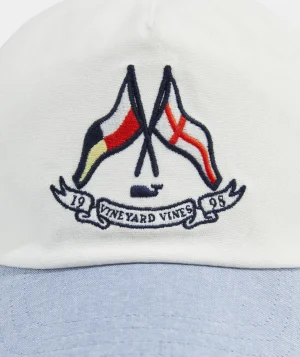 Vineyard Vines Burgee Flag 5-Panel Hat Marshmallow Clearance