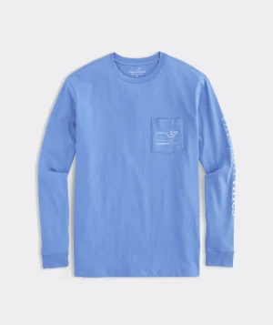 Vineyard Vines Burgee Vintage Whale Long-Sleeve Pocket Tee Hull Blue Discount