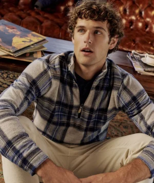 Vineyard Vines Calmwater Quarter-Zip Stone Plaid Sale