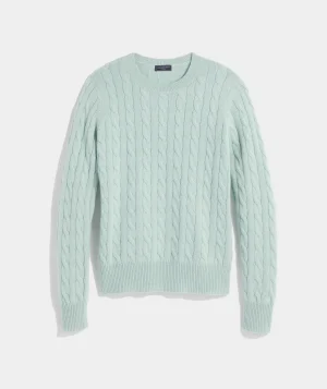 Vineyard Vines Cashmere Cable Shine Crewneck Sweater Jet Black Clearance