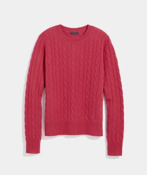 Vineyard Vines Cashmere Classic Cable Crewneck Sweater Jake Blue Hot