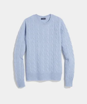 Vineyard Vines Cashmere Classic Cable Crewneck Sweater Camel Heather Discount