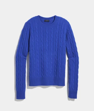 Vineyard Vines Cashmere Classic Cable Crewneck Sweater Hull Blue Outlet