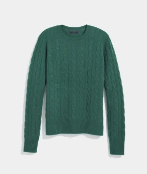 Vineyard Vines Cashmere Classic Cable Crewneck Sweater Red Velvet Flash Sale