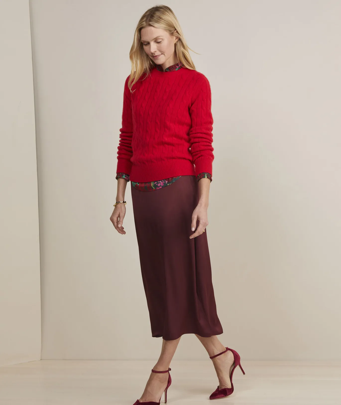 Vineyard Vines Cashmere Classic Cable Crewneck Sweater Crimson New