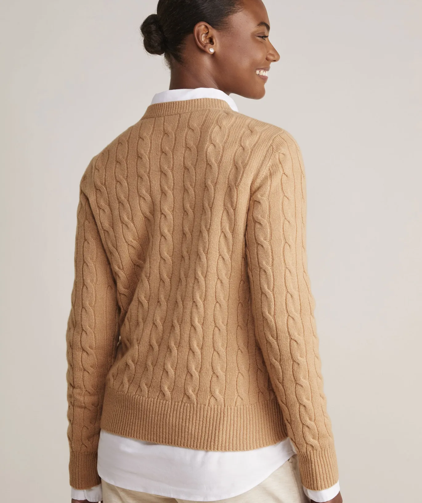 Vineyard Vines Cashmere Classic Cable Crewneck Sweater Turf Green Outlet