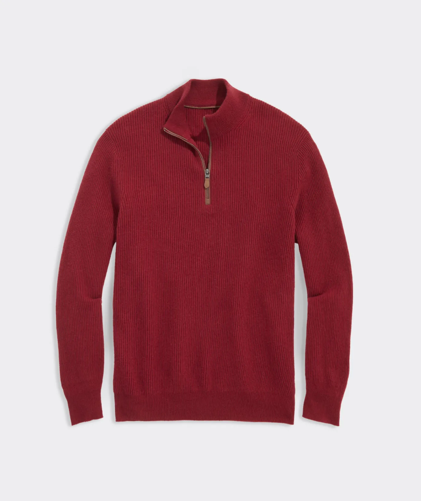 Vineyard Vines Cashmere Fisherman Rib Quarter-Zip Sweater Sangria Best
