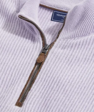 Vineyard Vines Cashmere Fisherman Rib Quarter-Zip Sweater Iris Cheap