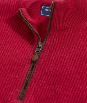 Vineyard Vines Cashmere Fisherman Rib Quarter-Zip Sweater Rhododendron Clearance