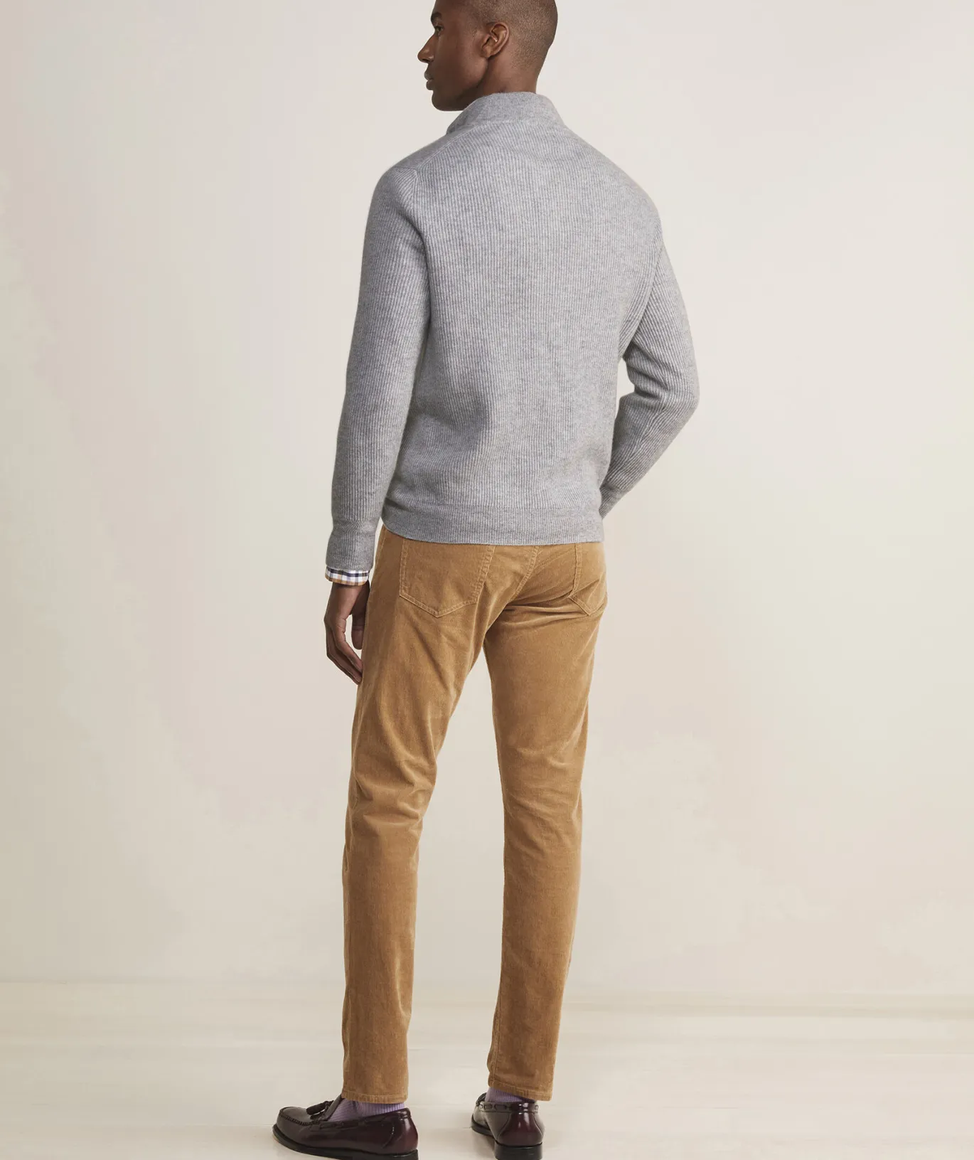 Vineyard Vines Cashmere Fisherman Rib Quarter-Zip Sweater Light Gray Heather Store