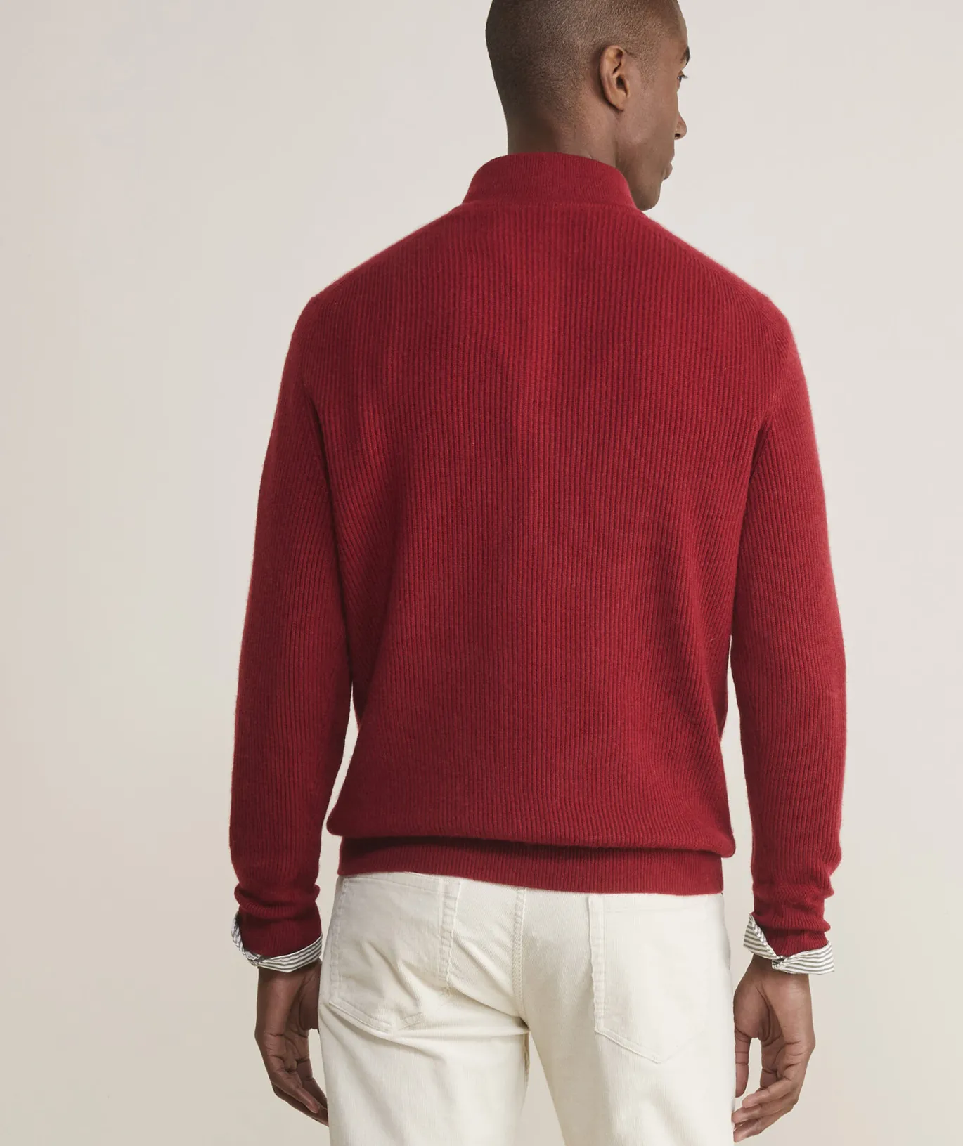 Vineyard Vines Cashmere Fisherman Rib Quarter-Zip Sweater Sangria Best