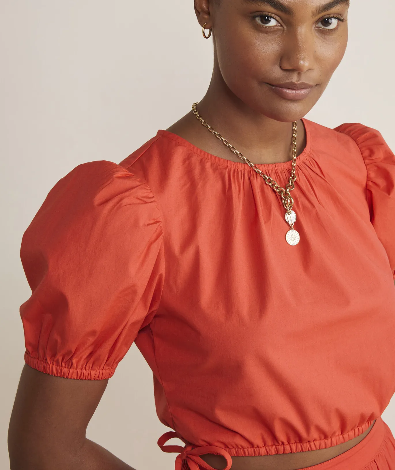 Vineyard Vines Cinched Puff-Sleeve Top Chickory Coffee Online