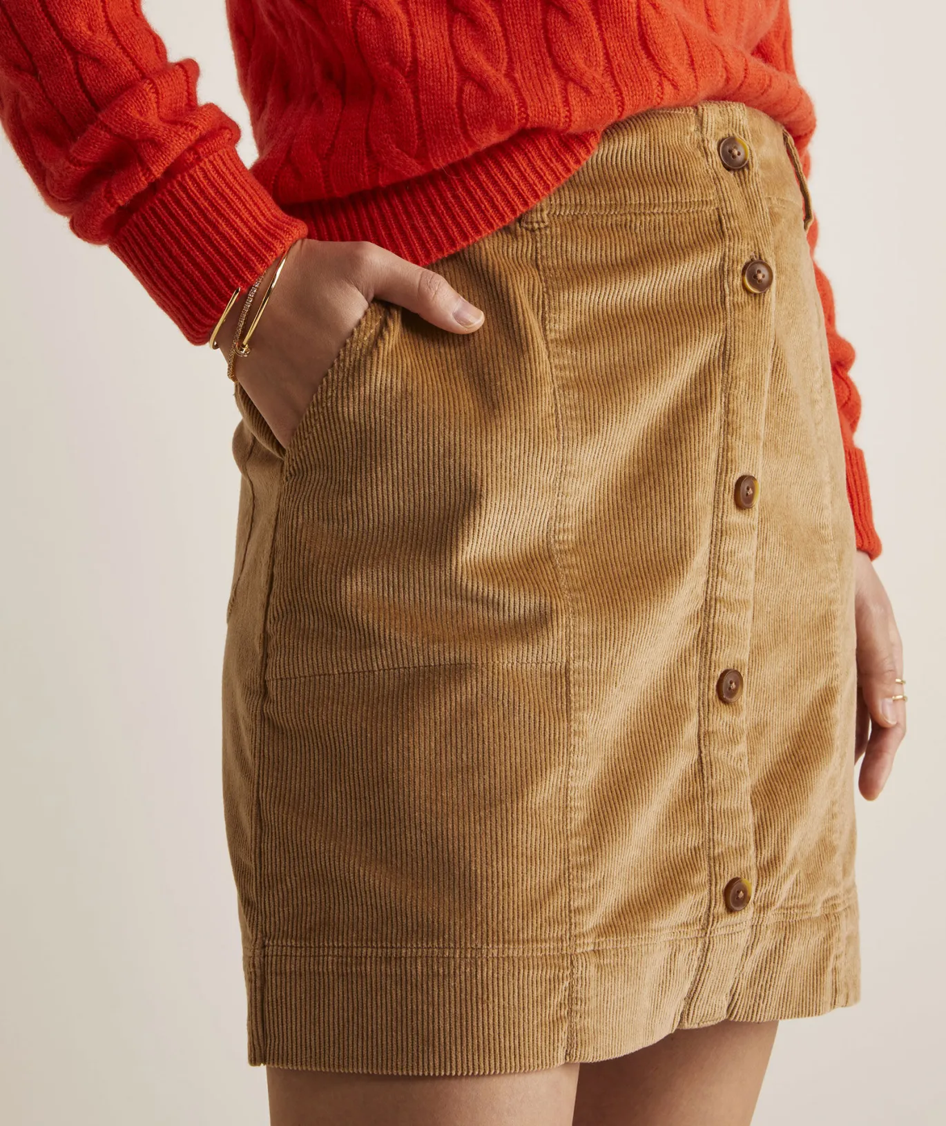 Vineyard Vines Corduroy Button-Front Skirt Officer Khaki Cheap