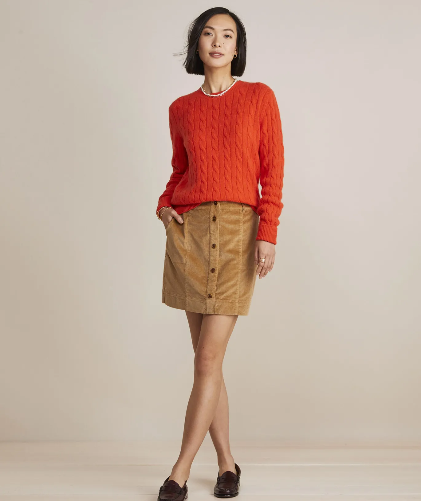 Vineyard Vines Corduroy Button-Front Skirt Officer Khaki Cheap