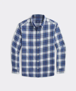 Vineyard Vines Cotton Twill Indigo Plaid Shirt Pld Marshmallow Shop