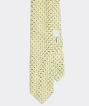 Vineyard Vines Crossed Golf Clubs Silk Tie Sunshine Yellow Best