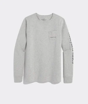 Vineyard Vines Easter Icon Whale Outline Long-Sleeve Pocket Tee Pink Blossom Store