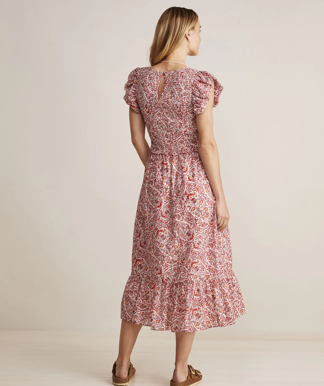 Vineyard Vines Fenwick Paisley Smocked Midi Dress Paisley -Marshmallow Discount