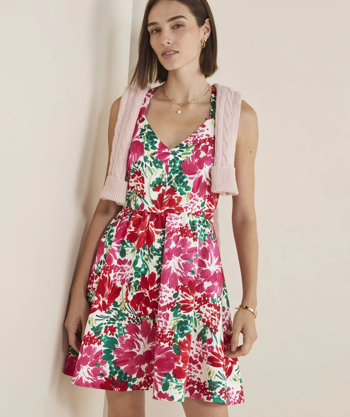 Vineyard Vines Fit & Flare Mini Dress Brush Floral - Marsh Sale