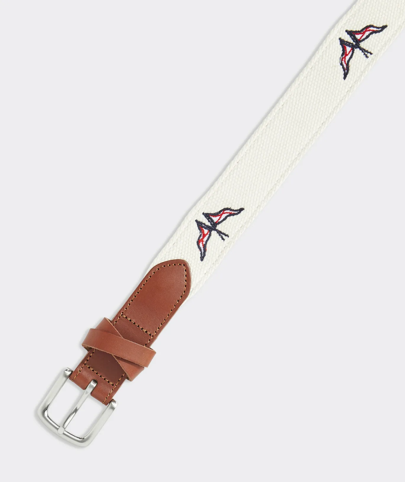 Vineyard Vines Flags Embroidered Canvas Club Belt Marshmallow Cheap