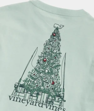 Vineyard Vines Fly Christmas Tree Long-Sleeve Tee Mist Green Cheap
