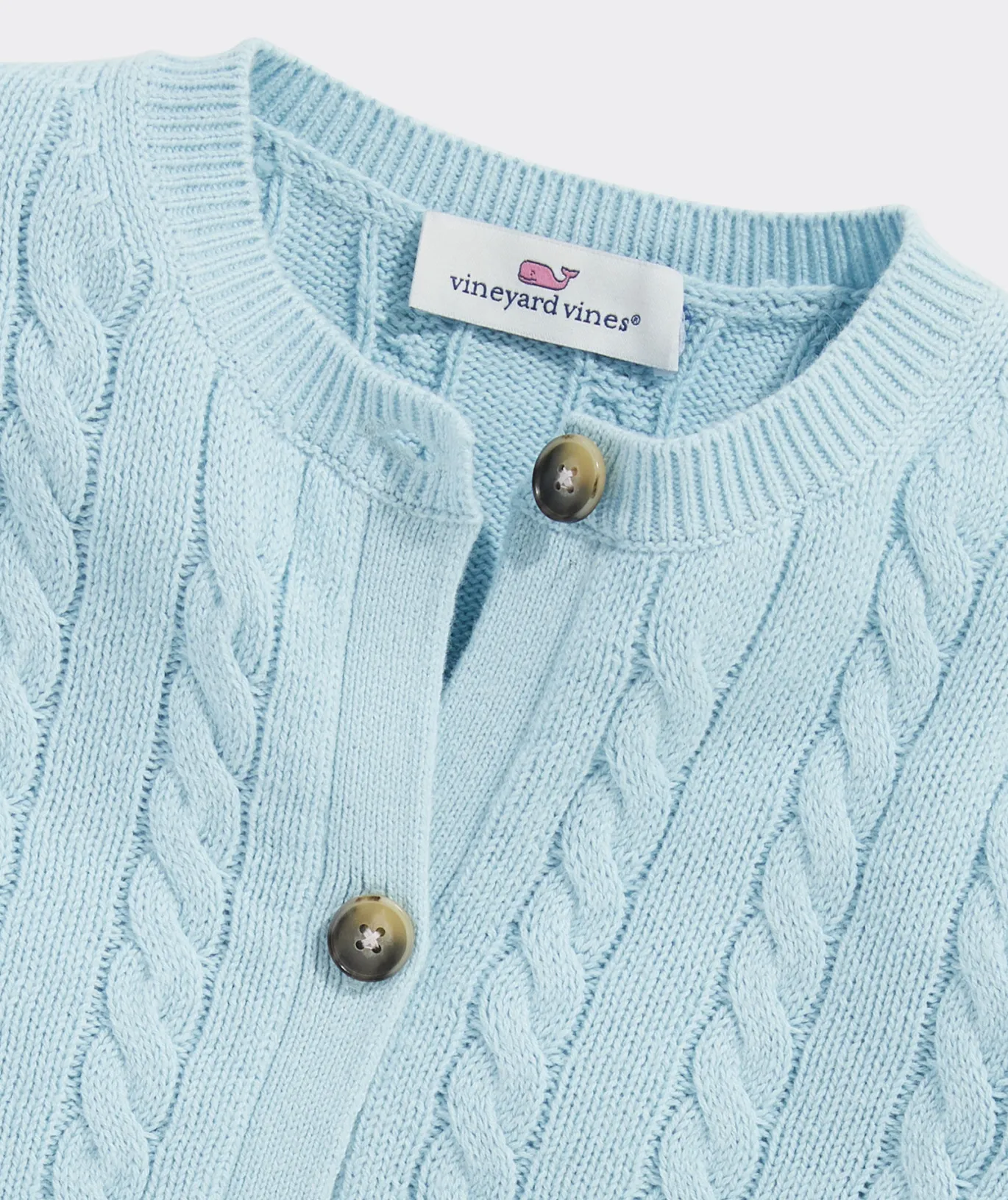 Vineyard Vines Girls' Classic Cable Cardigan Light Gray Heather Fashion