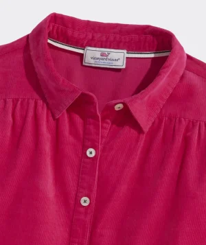 Vineyard Vines Girls' Velvet Puff-Sleeve Dress Blackwatch Pink Pop Cheap