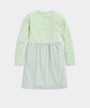 Vineyard Vines Girls' Velvet Puff-Sleeve Dress Rum Runner Clearance