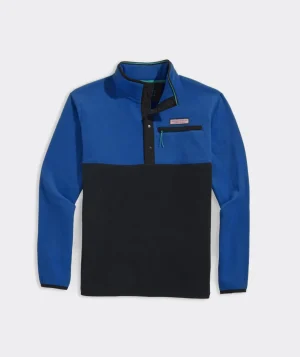 Vineyard Vines Harbor Fleece Quarter-Snap Maritime Blue Sale