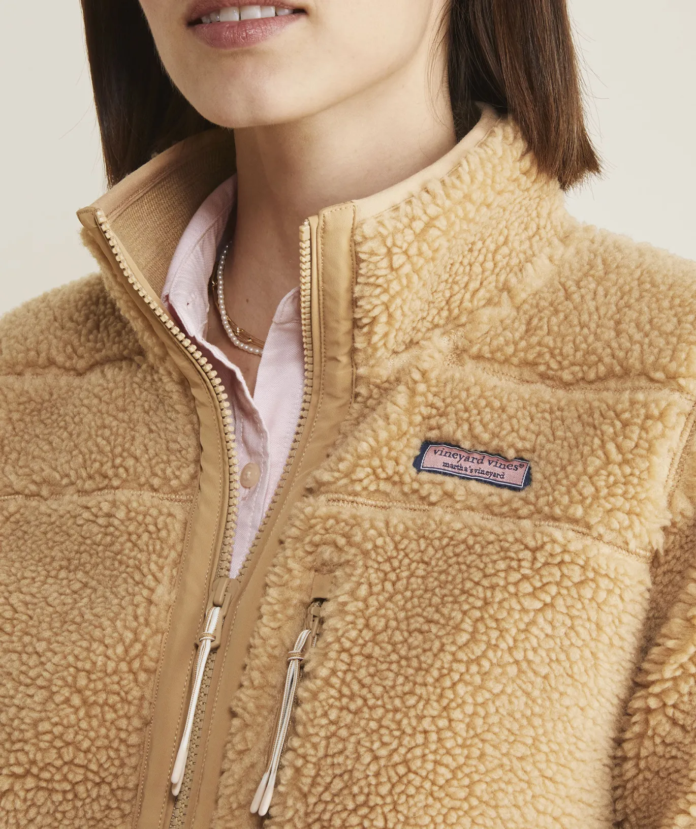 Vineyard Vines Harbor Fleece Shirt Jacket Marshmallow Discount