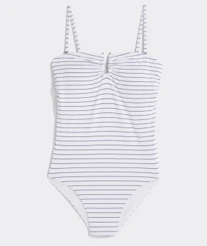 Vineyard Vines Harbor Seersucker Tiered Dress Gingham - Navy/White Best Sale