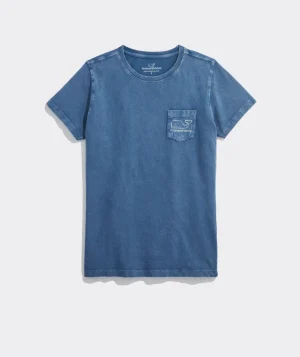 Vineyard Vines Heathered Vintage Whale Short-Sleeve Pocket Tee Papaya Punch Hthr New