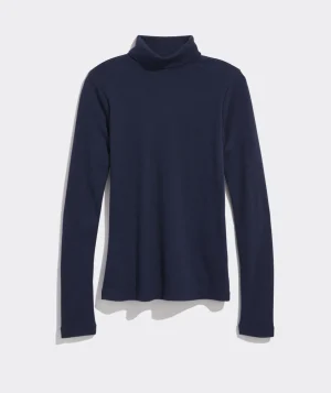 Vineyard Vines Heritage Striped Ribbed Turtleneck BStripe- Marsh/Gold Cheap